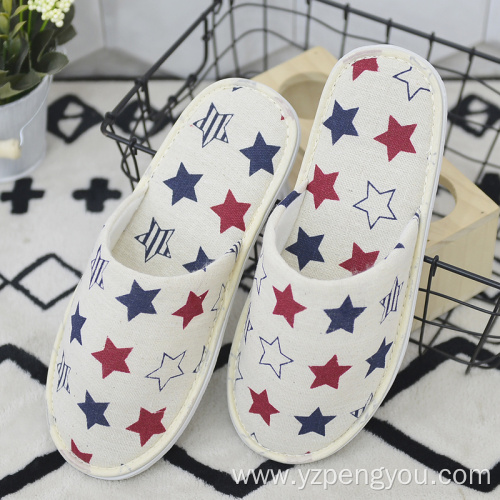 Soft summer beautiful indoor female linen slippers